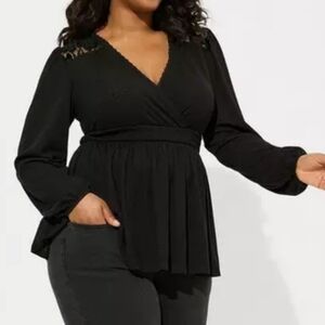 Torrid Elegant Babydoll Black Top
